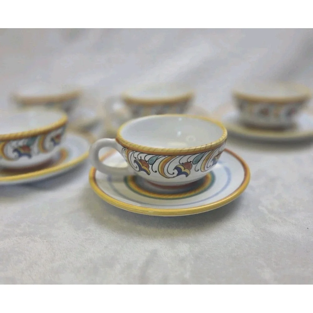 Deruta Cup & Saucer Floral Made In‎ Italy Marked Ceramica Espresso Demitasse 4